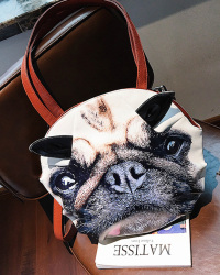  Fashion Zipper Design Printed Khaki PU Crossbody Bag