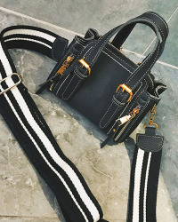  Trendy Zipper Design Black PU Crossbody Bag