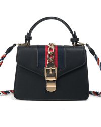 Fashion Patchwork Black PU Crossbody Bag