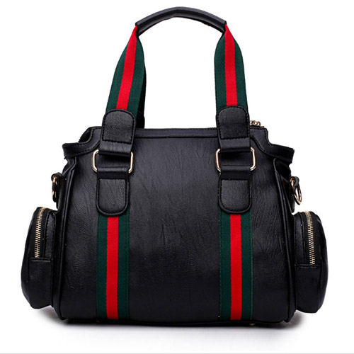 Fashion Patchwork Black PU Crossbody