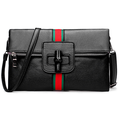 Stylish Patchwork  Black PU Clutches Bags