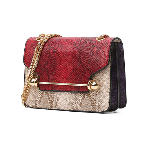 Stylish Patchwork Red PU Crossbody Bag