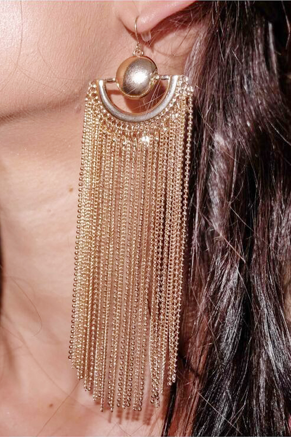  Fashion Tassel Design Gold Metal Earring