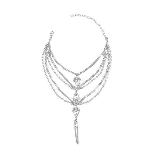 Fashion Rhinestone Decorative Silver Metal Body Chain(Only Sell A)