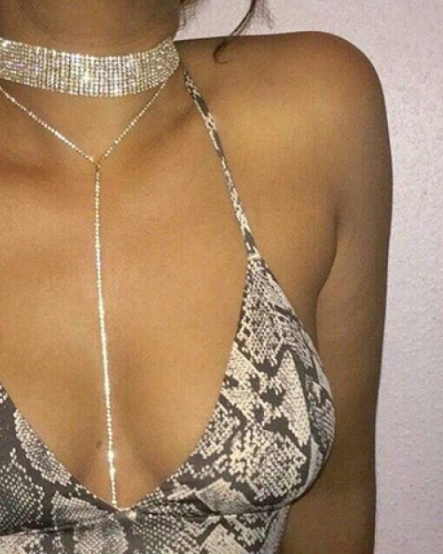 Vintage Style Rhinestone Decorative Gold Crystal Necklace