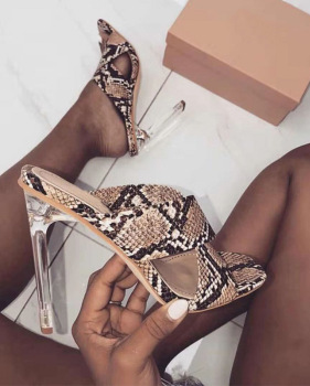 Sexy fashion new explosions snakeskin glass high heel sandals snakeskin Shoes #95010