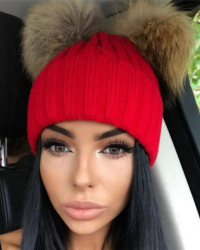  Euramerican Maomao Ball Decorative Red Acrylic Hats