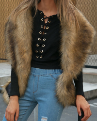  Fashion Faux Fur Design Khaki Wool Scarves