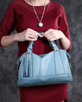 New leather women's bag stylish single shoulder bag tassel head layer cowhide handbag women's bag cross-body #95074