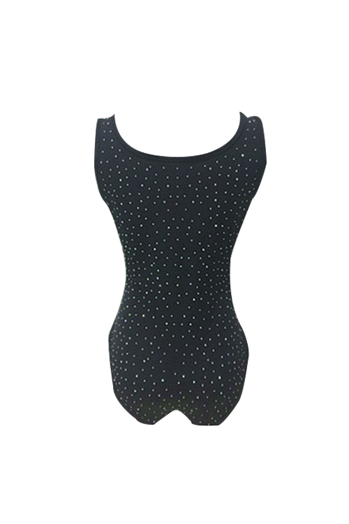  Euramerican Hot Drilling Decorative Black Spandex One-piece Jumpsuits