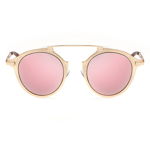 Euramerican Round-shaped Frame Design Pink PC Sunglasses