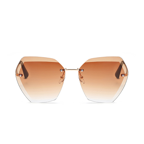 Fashion Rivet Decorative Tawny Metal Sunglasses