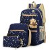 3pcs/set Women Backpack School Bags Star Printing Cute Backpacks With Bear For Teenagers Girls Travel Bag Rucksacks Mochila