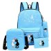 4pcs/set Women Backpack Cat Printing Canvas School Bags For Teenager Girls Preppy Style Rucksack Cute Book Bag Mochila Feminina