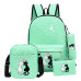 4pcs/set Women Backpack Cat Printing Canvas School Bags For Teenager Girls Preppy Style Rucksack Cute Book Bag Mochila Feminina