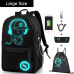 Anime Luminous Oxford School Backpack Daypack Shoulder Under 15.6 inch with USB Charging Port and Lock School Bag For Boy Black