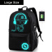 Anime Luminous Oxford School Backpack Daypack Shoulder Under 15.6 inch with USB Charging Port and Lock School Bag For Boy Black