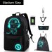 Anime Luminous Oxford School Backpack Daypack Shoulder Under 15.6 inch with USB Charging Port and Lock School Bag For Boy Black