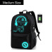 Anime Luminous Oxford School Backpack Daypack Shoulder Under 15.6 inch with USB Charging Port and Lock School Bag For Boy Black