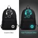 Anime Luminous Oxford School Backpack Daypack Shoulder Under 15.6 inch with USB Charging Port and Lock School Bag For Boy Black