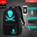 Anime Luminous Student School Bag School Backpack For Boy girl Daypack Multifunction USB Charging Port and Lock School Bag Black