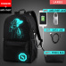 Anime Luminous Student School Bag School Backpack For Boy girl Daypack Multifunction USB Charging Port and Lock School Bag Black