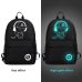 Anime Luminous Student School Bag School Backpack For Boy girl Daypack Multifunction USB Charging Port and Lock School Bag Black