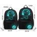 Anime Luminous Student School Bag School Backpack For Boy girl Daypack Multifunction USB Charging Port and Lock School Bag Black