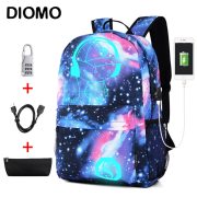 DIOMO Cool Luminous School Bags for Boys and Girls Backpack with USB Charging Anime Backpack For Teenager Girls Anti-theft