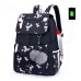 FengDong female fashion school backpack usb school bags for girls black backpack plush ball girl schoolbag butterfly decoration