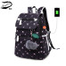 FengDong female fashion school backpack usb school bags for girls black backpack plush ball girl schoolbag butterfly decoration