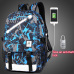 children school bags boy girls Anime Luminous school backpack waterproof kids book bag USB Charging Port and Lock School Bag