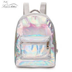 2019 Backpack New Women Backpack Mini Travel Bags Silver Laser Backpack Women Girls Shoulder Bag PU Leather Holographic Backpack