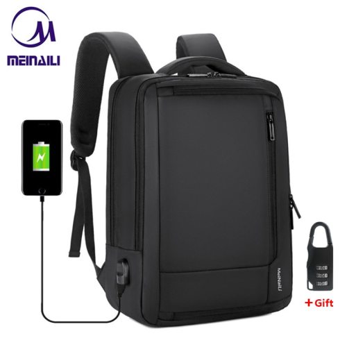 2019 Mens Anti-theft 14 15.6  inch Laptop Backpack USB Charging Waterproof Male Business Travel Back Pack  Boys School Bagpacks