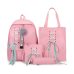 4Pcs/Set Ribbon Chain Bowknot Letter Mochila Canvas Backpack Travel Rucksacks Leisure Backpacks For Teenage Girls School Bagpack