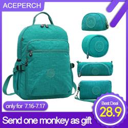 ACEPERCH Casual Original School Backpack for Teenage Mochila Escolar Travel Bag Backpack for Laptop With Monkey Keychain