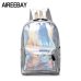 AIREEBAY Female Holographic Backpack Women Soft Laser PU Leather Travel Backpacks Silver Hologram School Bags For Teenager Girls