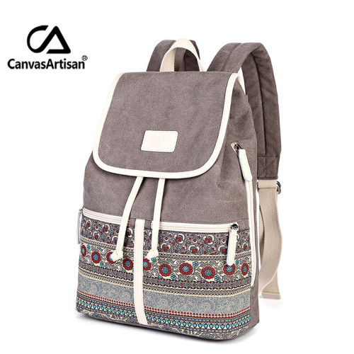 Canvasartisan Top Quality Canvas Women Backpack Casual College Bookbag Female Retro Stylish Daily Travel Laptop Backpacks Bag