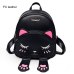 Cute Cat Backpack School Women Pu Leather Backpacks for Teenage Girls Funny Cats Ears Canvas Shoulder Bags Female Mochila XA531B