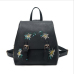 DIDA BEAR Brand Women Leather Backpacks Female School bags for Girls Rucksack Small Floral Embroidery Flowers Bagpack Mochila