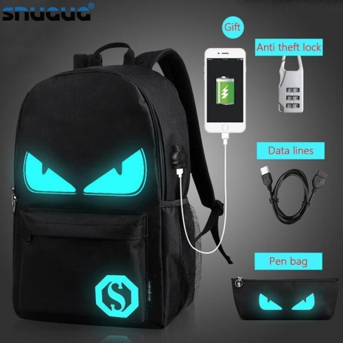 Fashion Backpacks Student Luminous Animation School Bags For Boy Girl Teenager USB Charge Computer Anti-theft Laptop Back pack