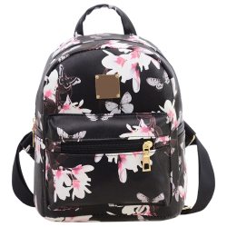 Fashion Floral Printing Women Leather Backpack School Bags for Teenage Girls Lady Travel Small Backpacks Mochila Feminina