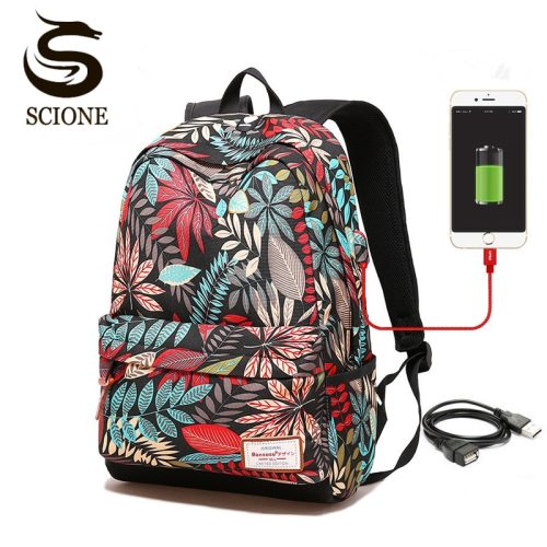 Hot USB Charging Laptop Backpack Women For Teenage Students Girls School Backpack Bag Printing Female Backpacks Travel Bagpack