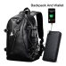 LIELANG Men Backpack External USB Charge Waterproof  Backpack Fashion PU Leather Travel Bag Casual School Bag leather bookbag