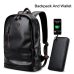 LIELANG Men Backpack External USB Charge Waterproof  Backpack Fashion PU Leather Travel Bag Casual School Bag leather bookbag