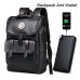 LIELANG Men Backpack External USB Charge Waterproof  Backpack Fashion PU Leather Travel Bag Casual School Bag leather bookbag