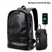 LIELANG Men Backpack External USB Charge Waterproof  Backpack Fashion PU Leather Travel Bag Casual School Bag leather bookbag