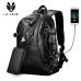 LIELANG Men Backpack External USB Charge Waterproof  Backpack Fashion PU Leather Travel Bag Casual School Bag leather bookbag