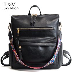 Leather Backpack Women 2019 Students School Bag Large Backpacks Multifunction Travel Bags Mochila Pink Vintage Back Pack XA529H