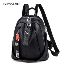 Minimalism Female Backpack Pu Leather Youth Women Bagpack Beautiful Fashion Girl Casual Rucksacks Lady Shoulder Bag 2019 New